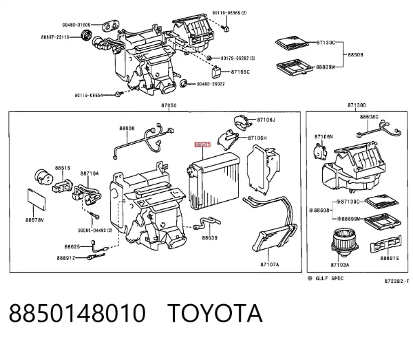 Vaporizador de aparelho de ar condicionado 8850148010 Toyota