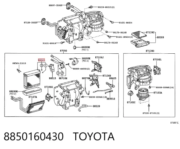 Vaporizador de aparelho de ar condicionado 8850160430 Toyota
