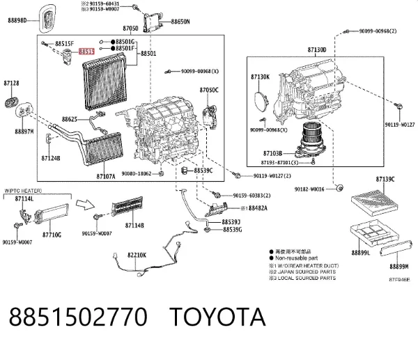 Válvula TRV de aparelho de ar condicionado 8851502770 Toyota