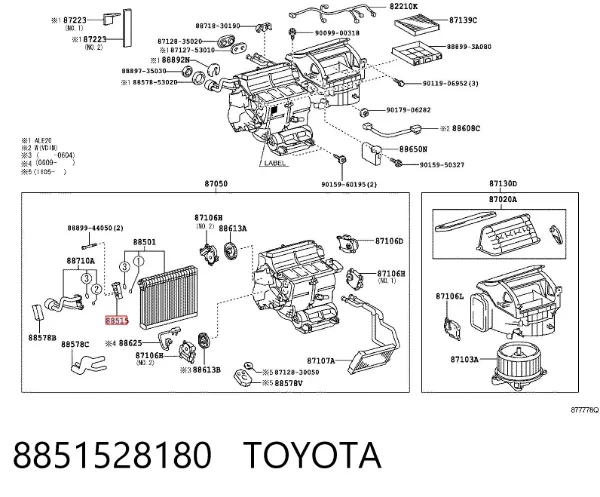 Válvula TRV de aparelho de ar condicionado 8851528180 Toyota