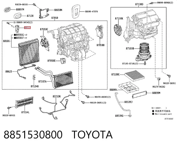 Válvula TRV de aparelho de ar condicionado 8851530800 Toyota