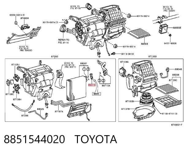 Válvula TRV de aparelho de ar condicionado 8851544020 Toyota