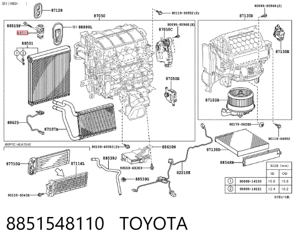 Válvula TRV de aparelho de ar condicionado 8851548110 Toyota