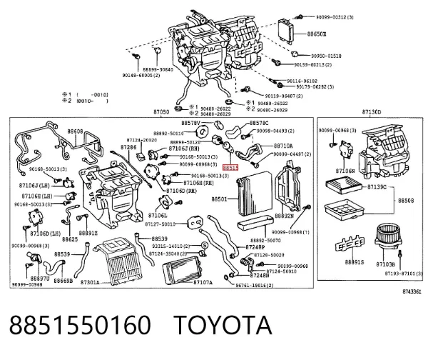 Válvula TRV de aparelho de ar condicionado 8851550160 Toyota