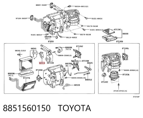 Válvula TRV de aparelho de ar condicionado 8851560150 Toyota