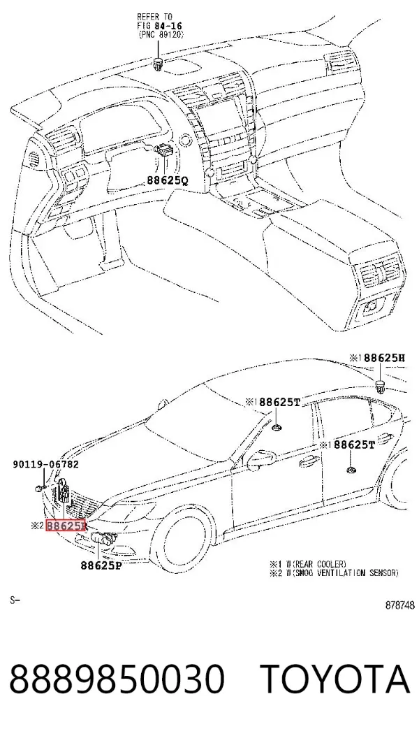 Sensor de sujidade de ar 8889850030 Toyota