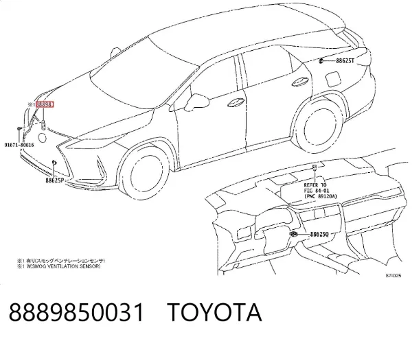 Sensor de sujidade de ar 8889850031 Toyota