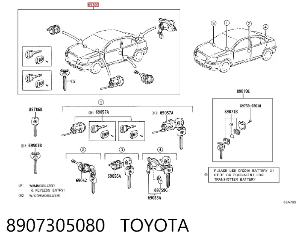 Cilindros de fecho, kit Toyota Avensis II