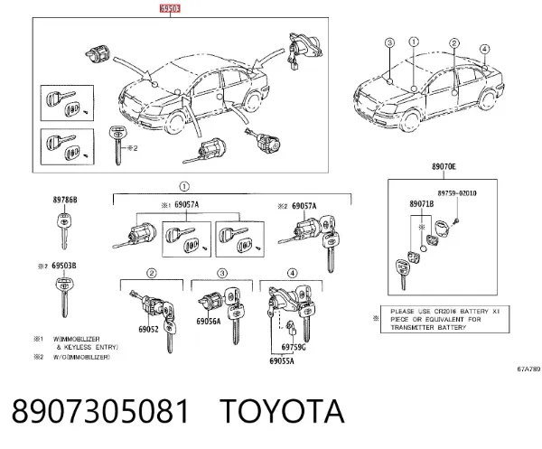 Cilindros de fecho, kit 8907305081 Toyota