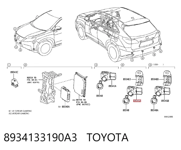 Sensor traseiro lateral de sinalização de estacionamento (sensor de estacionamento) 8934133190A3 Toyota