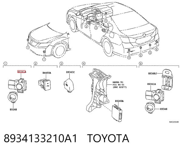 Sensor traseiro lateral de sinalização de estacionamento (sensor de estacionamento) 8934133210A1 Toyota