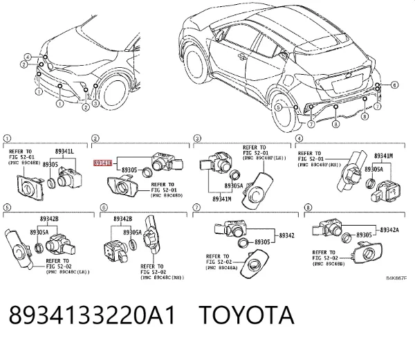 Sensor dianteiro de sinalização de estacionamento (sensor de estacionamento) 8934133220A1 Toyota
