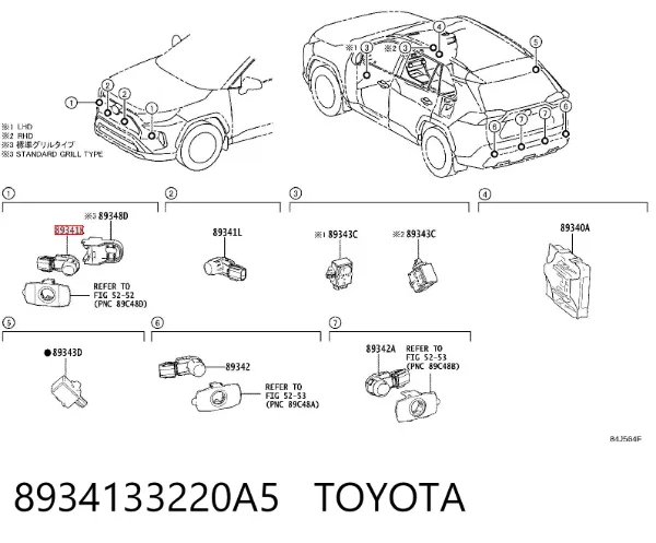 Sensor dianteiro de sinalização de estacionamento (sensor de estacionamento) 8934133220A5 Toyota