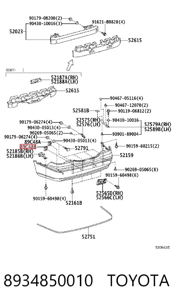 Consola dianteira lateral de sensor de estacionamento 8934850010 Toyota