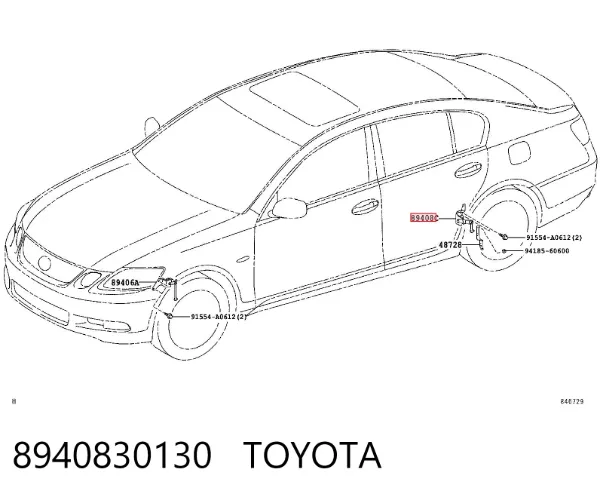Sensor traseiro esquerdo do nível de posição de carroçaria 8940830130 Toyota
