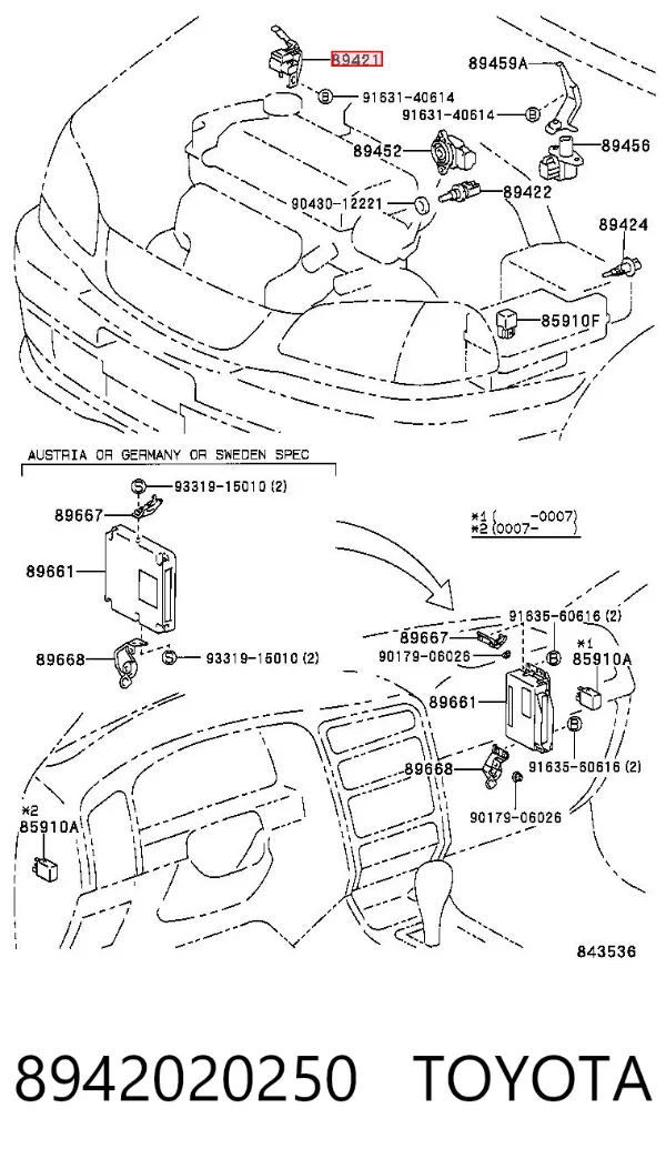 Sensor de pressão no coletor de admissão, MAP 8942020250 Toyota