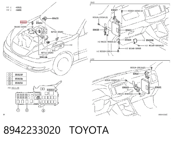 Sensor de temperatura do fluido de esfriamento 8942233020 Toyota