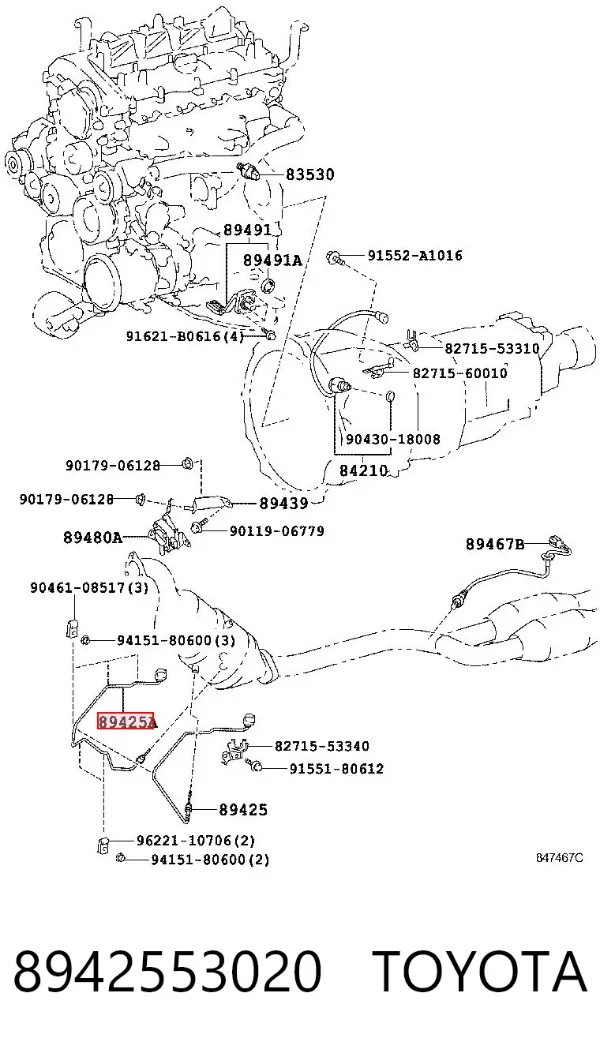 Sensor de temperatura dos gases de escape (GE), depois de filtro de partículas diesel 8942553020 Toyota