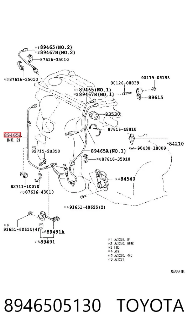 Sonda lambda, sensor de oxigênio depois de catalisador 8946505130 Toyota
