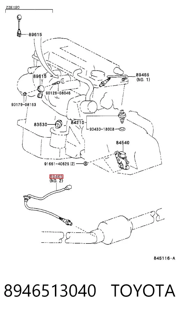 Sonda lambda, sensor de oxigênio depois de catalisador 8946513040 Toyota