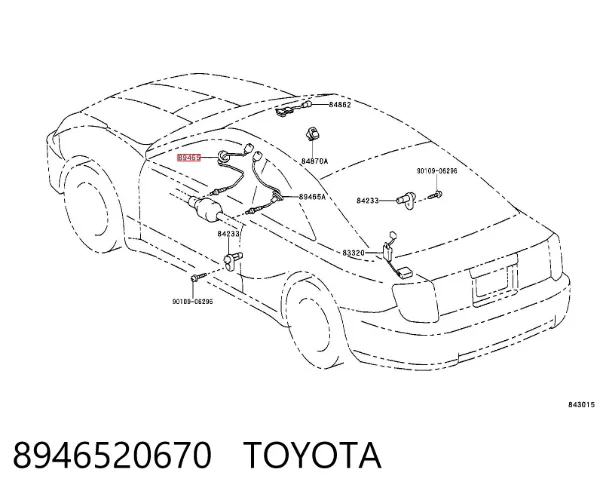 Sonda lambda, sensor de oxigênio depois de catalisador 8946520670 Toyota