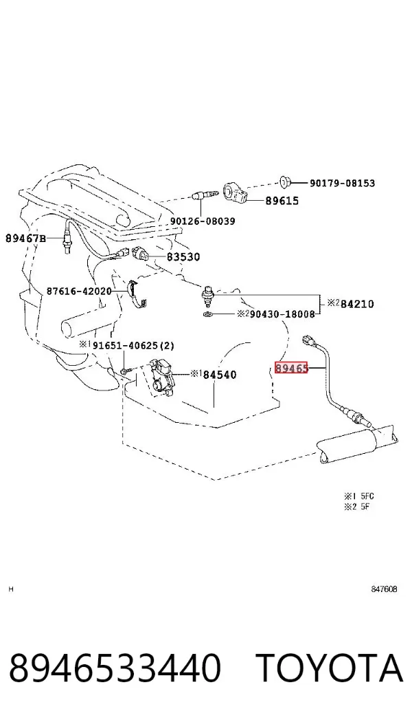 Sonda lambda, sensor de oxigênio depois de catalisador 8946533440 Toyota