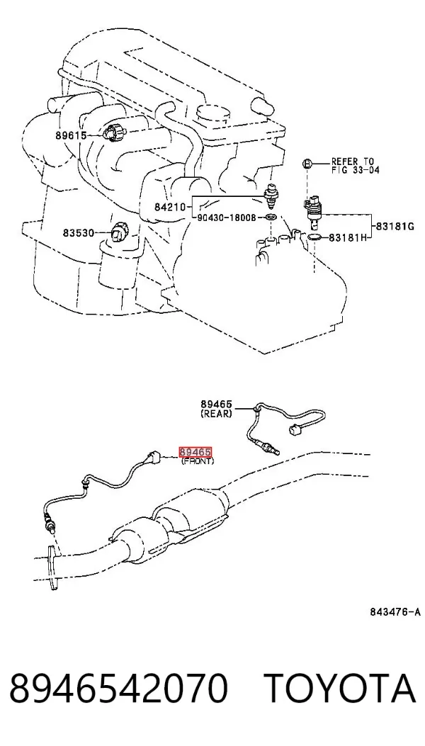 Sonda lambda, sensor de oxigênio depois de catalisador 8946542070 Toyota