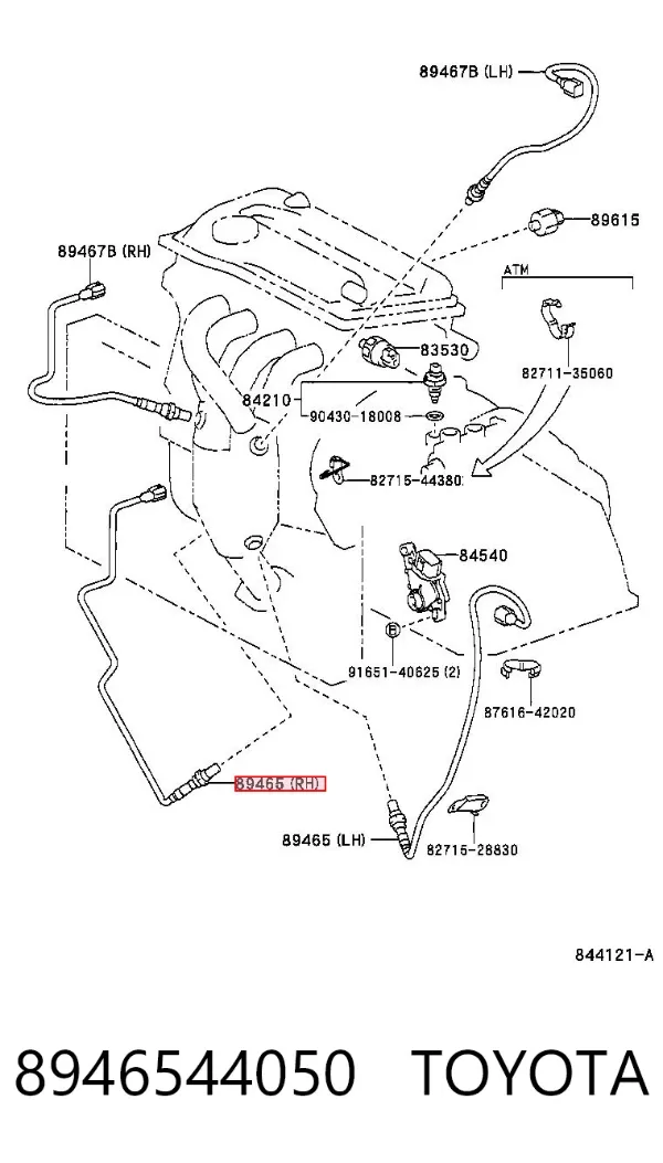 Sonda lambda, sensor esquerdo de oxigênio depois de catalisador 8946544050 Toyota