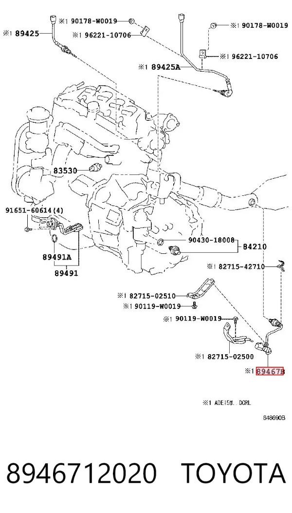 Sonda lambda, sensor de oxigênio até o catalisador 8946712020 Toyota