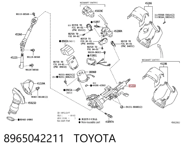 Coluna da direção 8965042211 Toyota