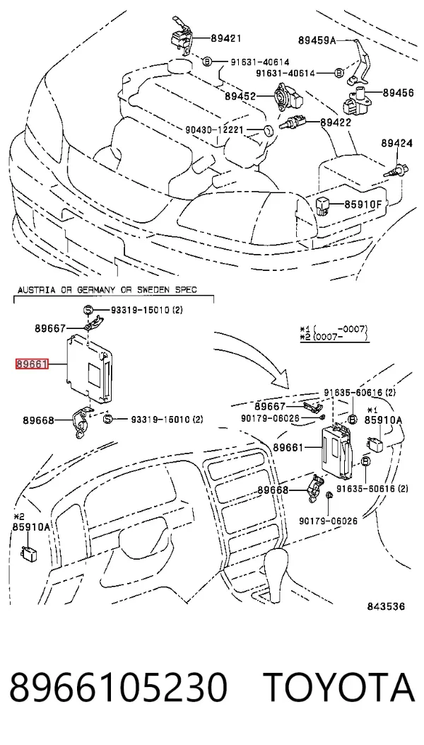 Módulo de direção (Centralina eletrônica) de motor 8966105230 Toyota