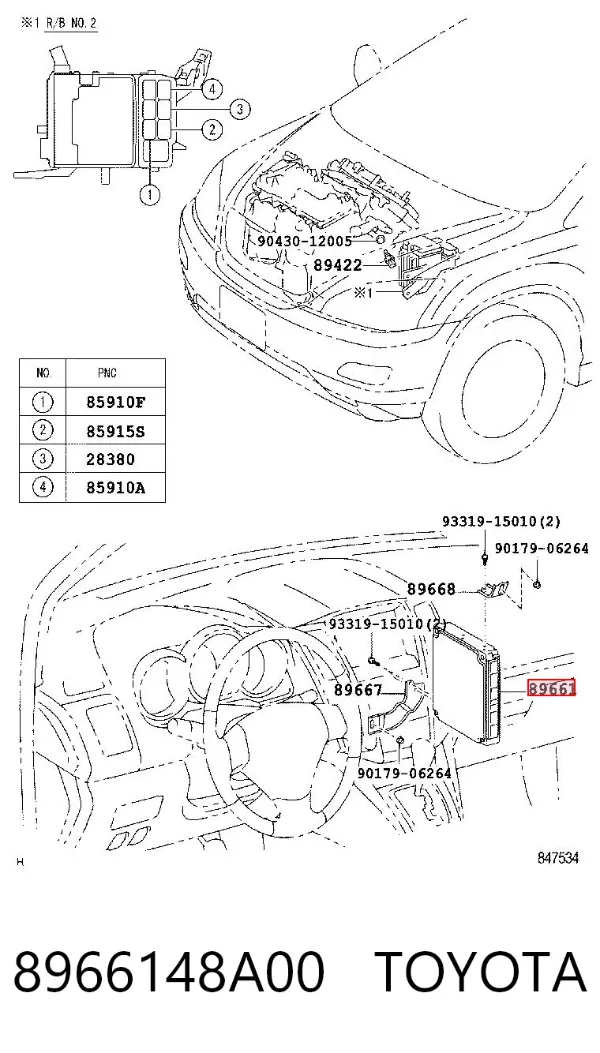 Módulo de direção (Centralina eletrônica) de motor 8966148A00 Toyota