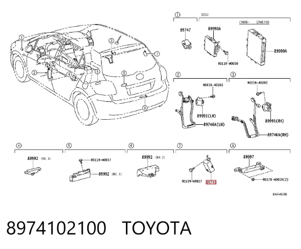 Unidade de controlo do fecho central 8974102100 Toyota