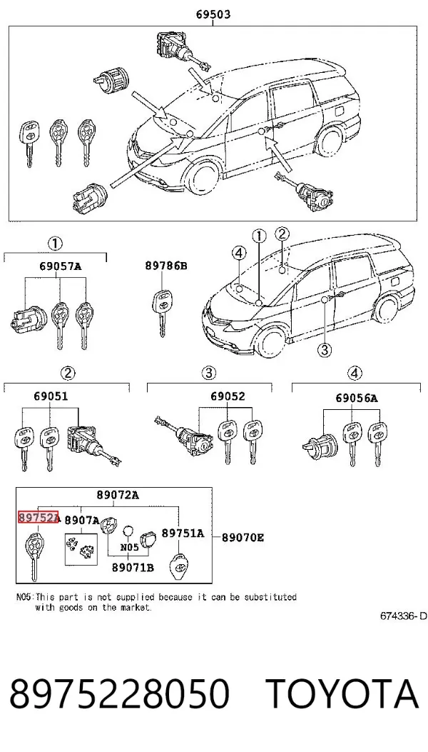 Chave lingote 8975228050 Toyota