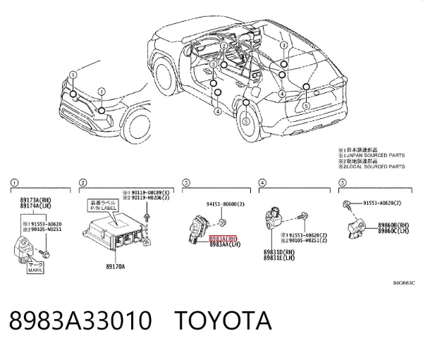 Sensor AIRBAG dianteiro 8983A33010 Toyota