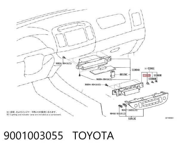 Lâmpada de pisca-pisca 9001003055 Toyota