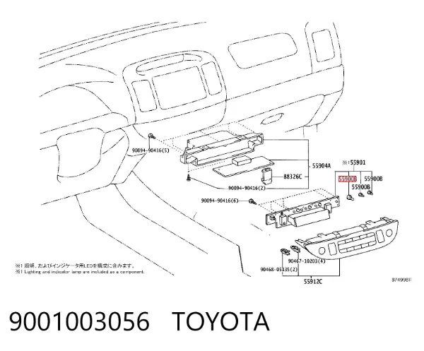 Lâmpada de pisca-pisca 9001003056 Toyota