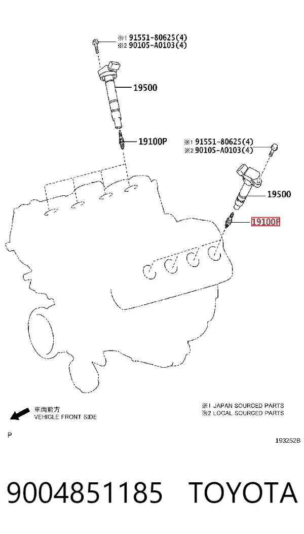 Vela de ignição 9004851185 Toyota