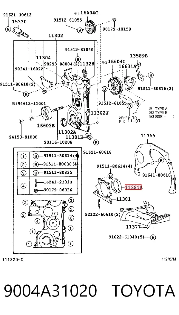 Vedação traseira de cambota de motor 9004A31020 Toyota
