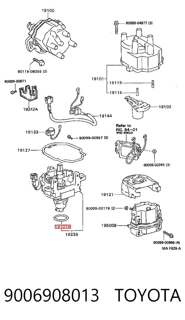 Vedante anular de distribuidor 9006908013 Toyota