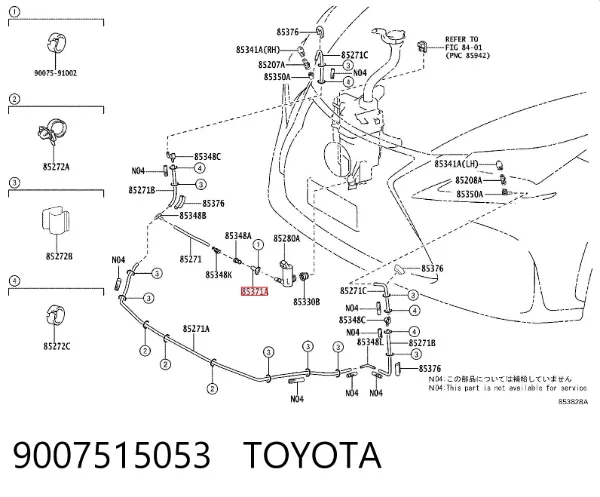 Mangueira de fluido para lavador das luzes 9007515053 Toyota
