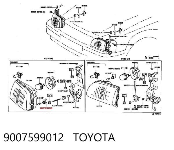 Base (casquilho) de lâmpada de pisca-pisca 9007599012 Toyota