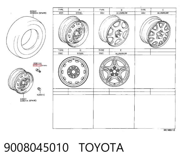 Válvula de controlo de pressão de ar no pneu 9094205009 Daihatsu