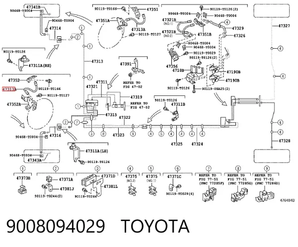Mangueira do freio dianteira 9008094029 Toyota