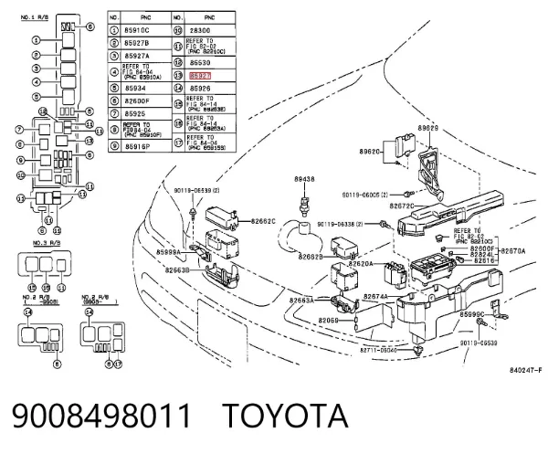 Relê de ventilador 9008498011 Toyota