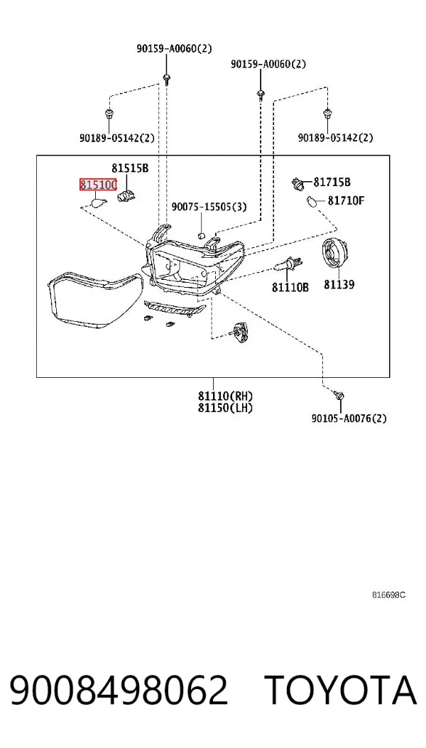 Lâmpada 9008498062 Toyota