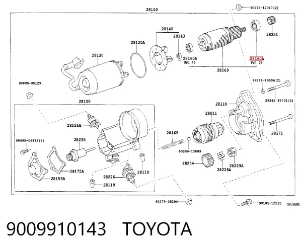 Rolamento do motor de arranco 9009910143 Toyota