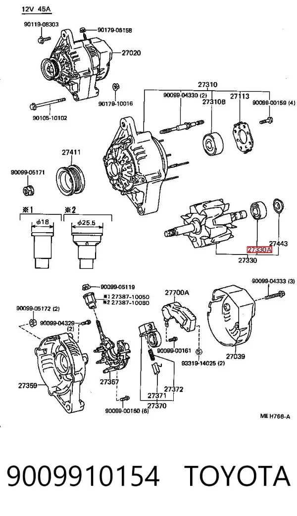 Rolamento do gerador 9009910154 Toyota