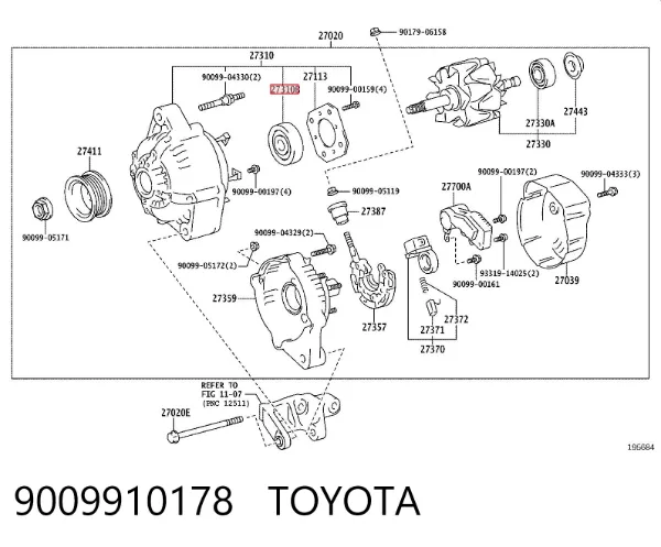Rolamento do gerador 9009910178 Toyota