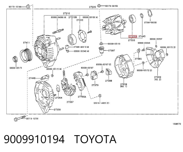 Rolamento do gerador 9009910194 Toyota